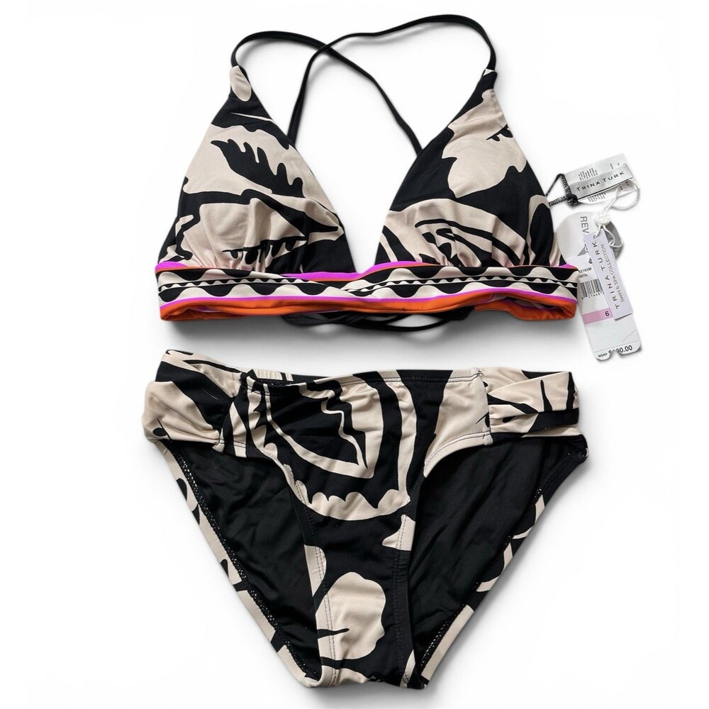 Trina Turk Swimwear Bikini Reversible Womens Size 6 Multicolor 2 Piece  $190